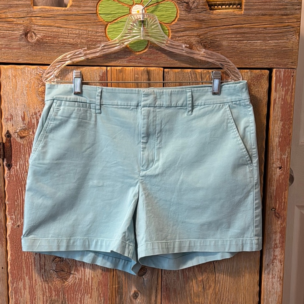 A New Day Women's Light Blue Chino Shorts, size 12 stretch.